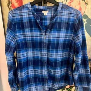LL Bean button up flannel shirt.